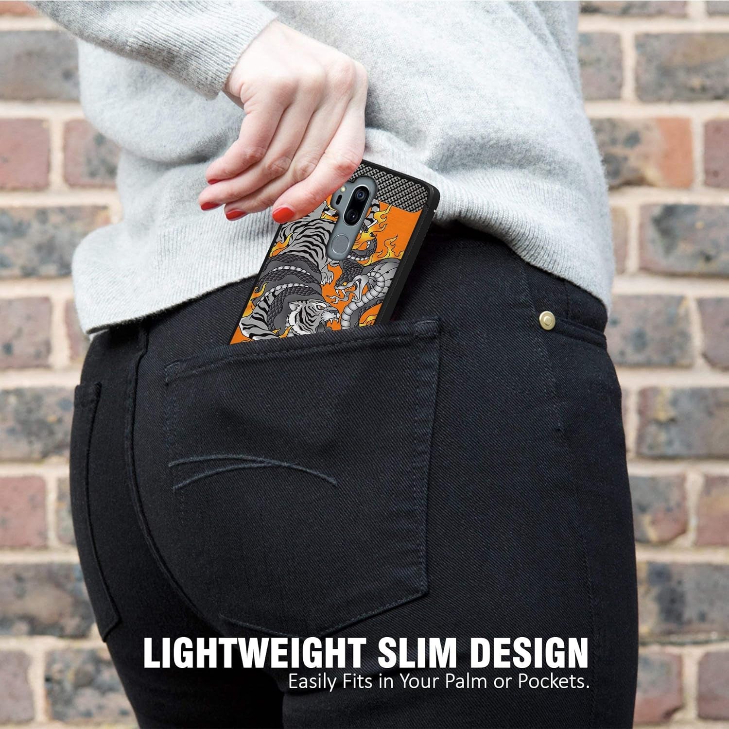 Casesondeck Case Compatible with [LG G7 / LG G7 Thinq] Pictorial Patterned TPU Design Case Flexible Slim and Elegant (Cobra Tiger)  CasesonDeck   