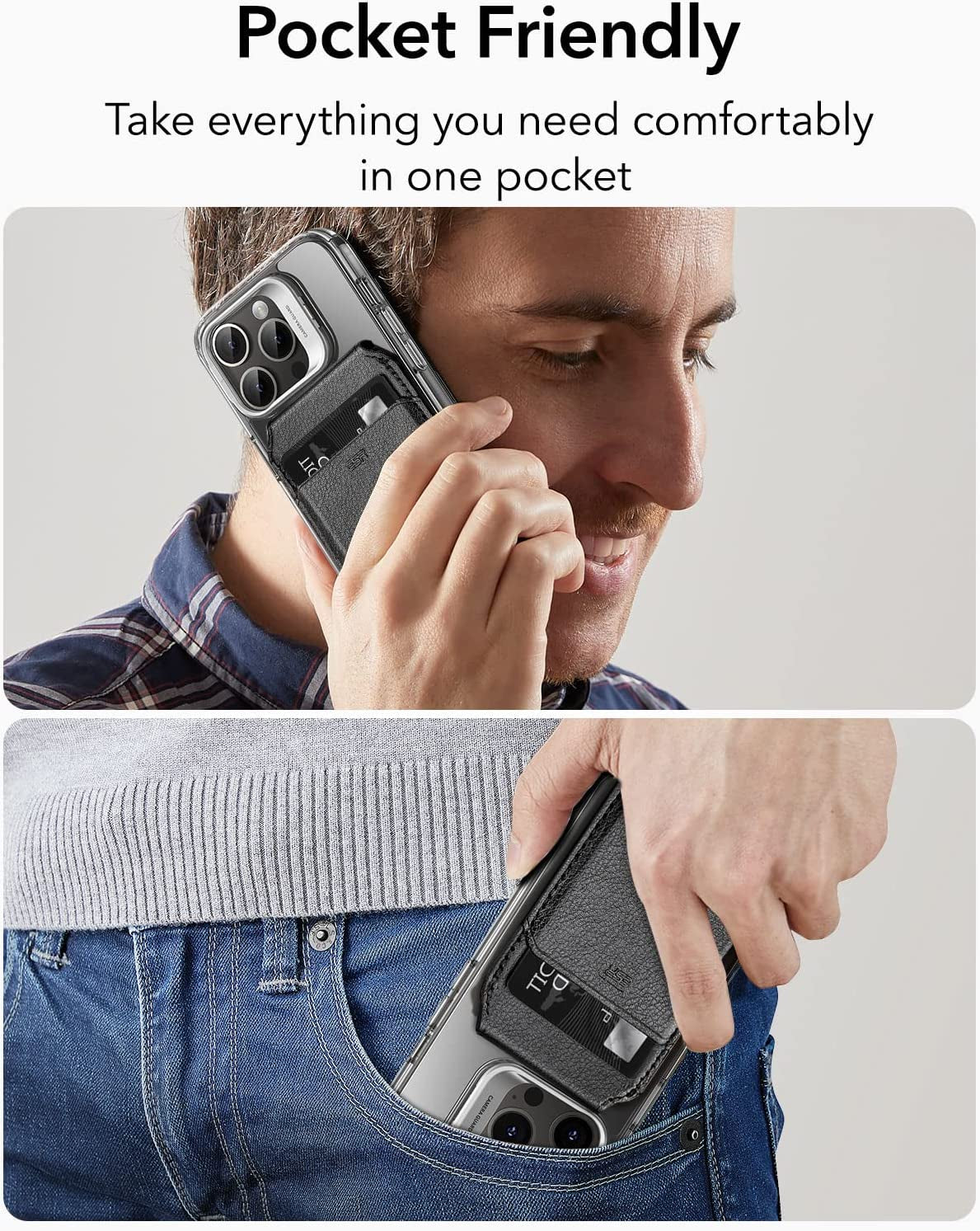 ESR Halolock Magsafe Wallet and Clear Kickstand Case, Compatible with Iphone 14 Pro Max Case, Black Detachable Magsafe Wallet with Adjustable Stand, 3-Card Holder, Military-Grade Protection  ESR   