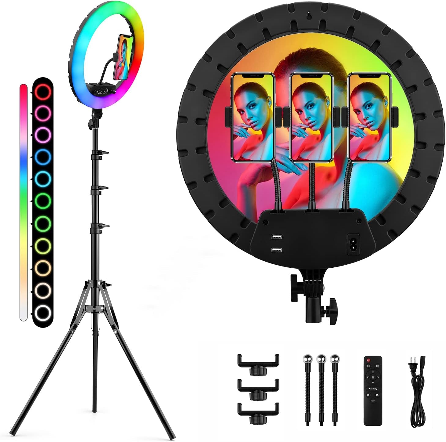 14" Ring Light with Tripod Stand & Phone Holder, Oldshark RGB Selfie Ring Light 15 Colors RGB LED Camera Ringlight for Livestream/Makeup/Youtube/Photography/ Tiktok  OldShark   