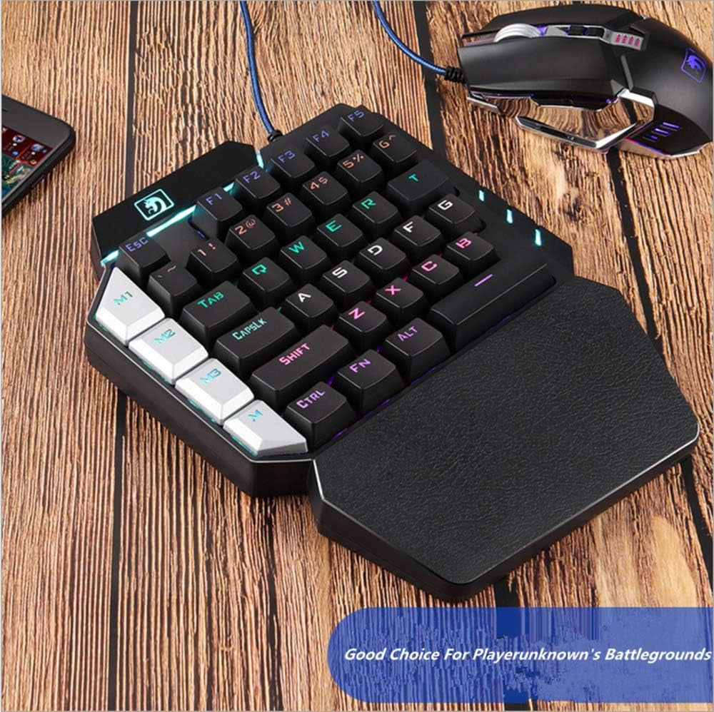 Ouyang RGB Mechanical Keyboard Single Hand Gaming 38-Key 7 Colors LED Backlit USB Wired Multi-Device Gaming Keyboard for Pc/Mac/Ipad/Iphone/Smartphone/Laptop,Compatible with Windows/Apple System  OuYang   