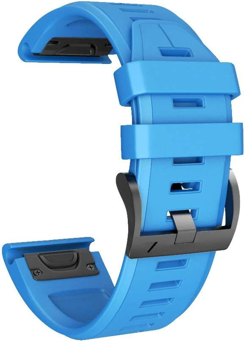 ANCOOL Compatible with Garmin Fenix 5X plus Band 26Mm Easy Fit Silicone Watch Strap Wristbands Replacement for Fenix 7X/Fenix 6X Pro/Fenix 6X/D2 Delta Px/Tactix Delta/Descent Mk2 (Pack of 7)  ANG Blue  