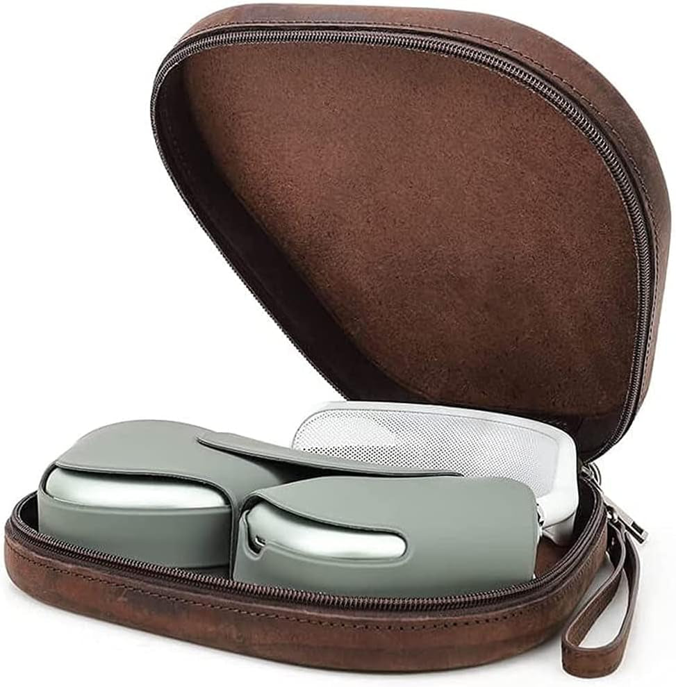 Genuine Leather Case for Airpods Max, Cowhide Leather Portable Travel Case, Headphone Cases, Carrying Case, Accessories for Airpods Max - Coffee  SHENGHAIHOME   