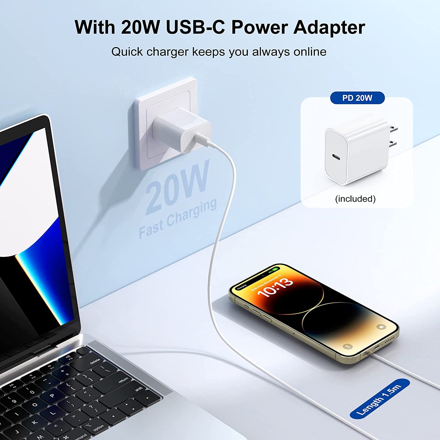 Magnetic Wireless Charger, 15W Magnetic Charging Pad with 20W USB C PD Adapter, Mag-Safe Charger Compatible with Iphone 14/Pro/Max/Plus/13/12 Series, Airpods 3/Pro 2/Pro  CUCICU   