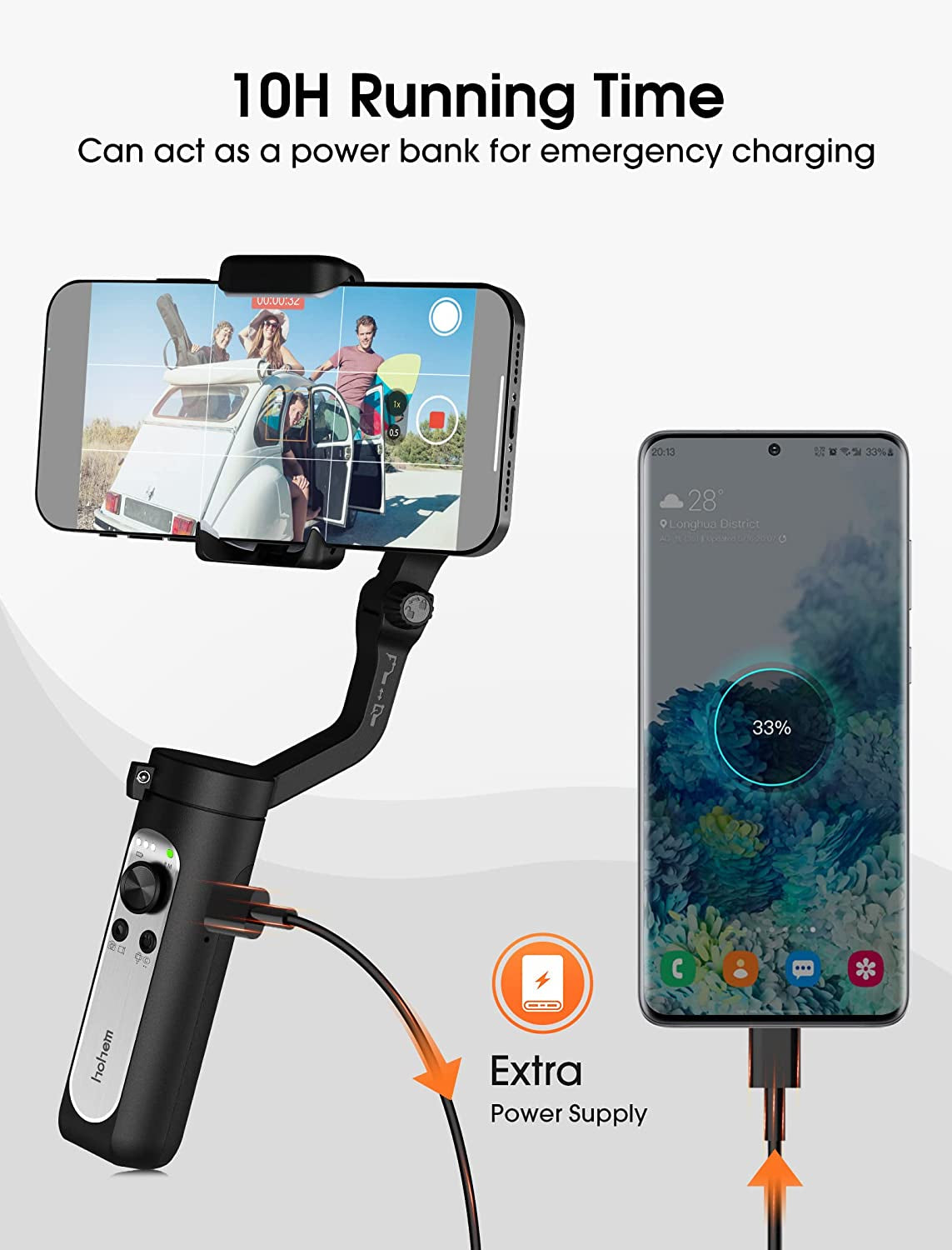 Hohem Isteady X2 Gimbal Stabilizer for Smartphone, 3-Axis Phone Gimbal with Remote Control, Foldable and Portable Stabilizer for Iphone & Android, Phone Stabilizer for Video Recording Youtube Tiktok  hohem   