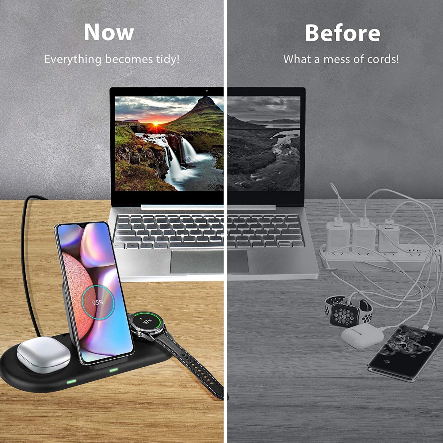 Wireless Charging Station 3 in 1, Fast Wireless Charger for Samsung Galaxy Watch 4, Active 2 Series and Galaxy Buds Series, Phone Charger Stand Dock Compatible with Samsung Galaxy S22 S20 Note(Black)  Shenzhen Xuanfeng Innovations Technology Co., Ltd.   