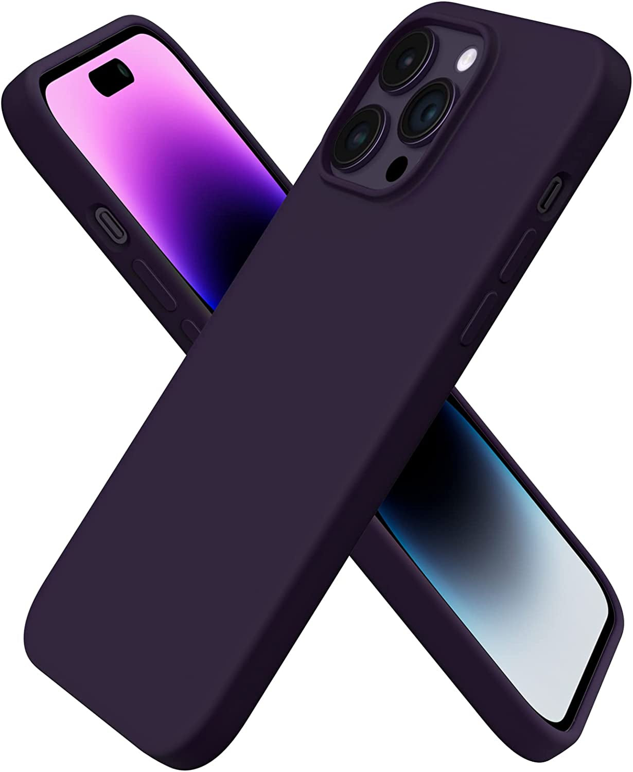 ORNARTO Compatible with Iphone 14 Pro Max Case 6.7, Slim Liquid Silicone 3 Layers Full Covered Soft Gel Rubber Phone Case Protective Cover with Microfiber Lining 6.7 Inch-Baby Yellow  ORNARTO Elderberry  