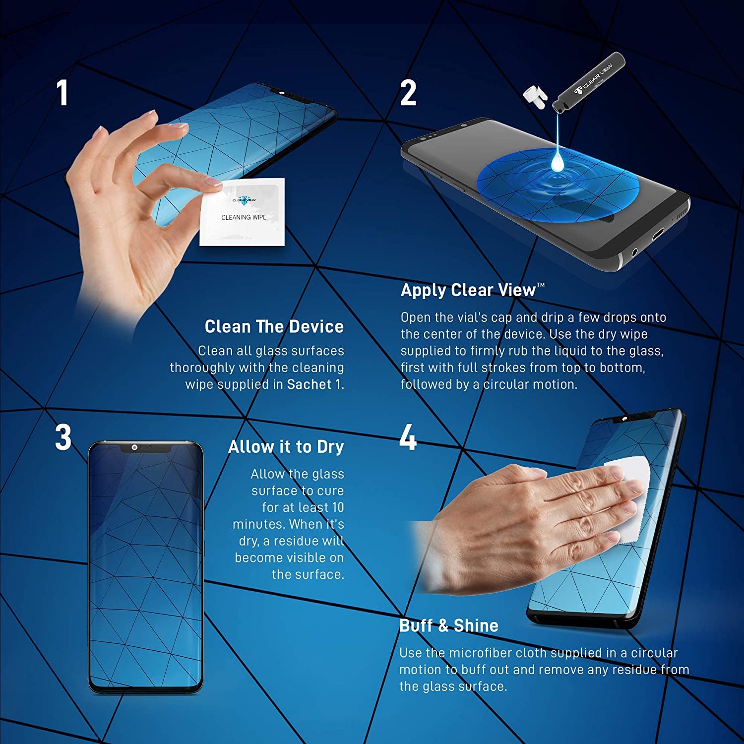 Clearview Liquid Glass Screen Protector | Covers up to 4 Devices | for All Smartphones Tablets and Watches Wipe on Nano Protection - Bottle  CLEARVIEW   