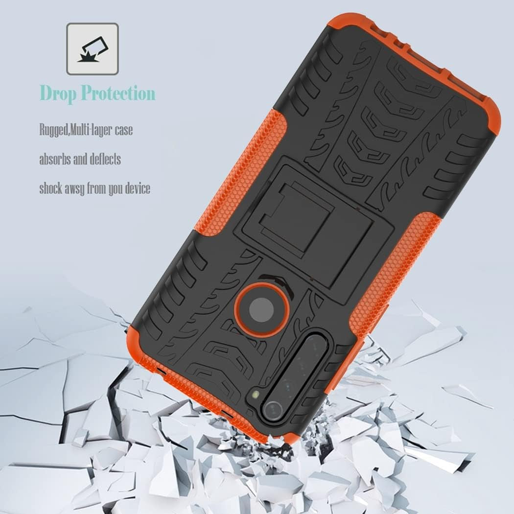 Yerebel for Redmi Note 8 (2019/2021) M1908C3JH Case with Tempered Glass Screen Protector, with Kickstand Hard PC Back Cover Soft TPU Dual Layer Protection Phone Cover for Xiaomi Redmi Note 8 (Orange)  Yerebel   