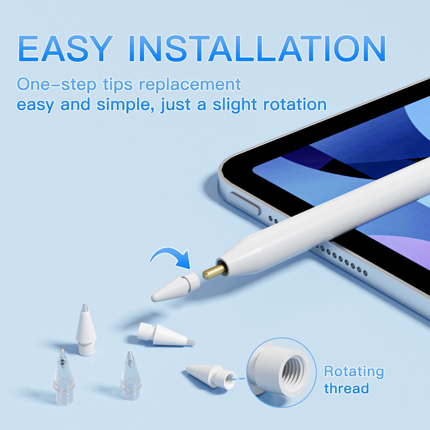 Upgraded Replacement Tips Compatible with Apple Pencil 1St/2Nd Generation&Logitech Crayon, No Wear Out Precise Control Rounded Metal Pencil Nibs for Ipad Pro/Air/Mini Pencil, 6 Pack  Qreninv   