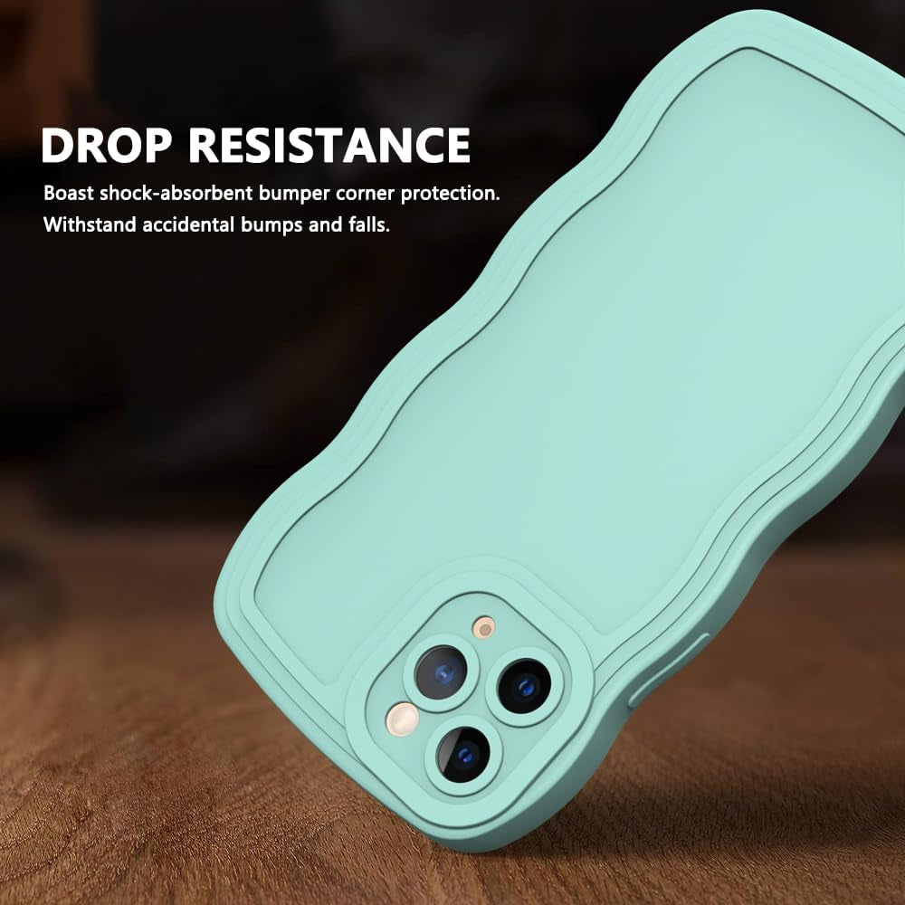 WOGROO Case for Iphone 11 Pro Case,Wave Curly Frame Design,Soft Flexible Tpu,Cute Wavy Solid Color Aesthetic Flashion Phone Case Shockproof Protective Case Cover 5.8" - Mint  WOGROO   