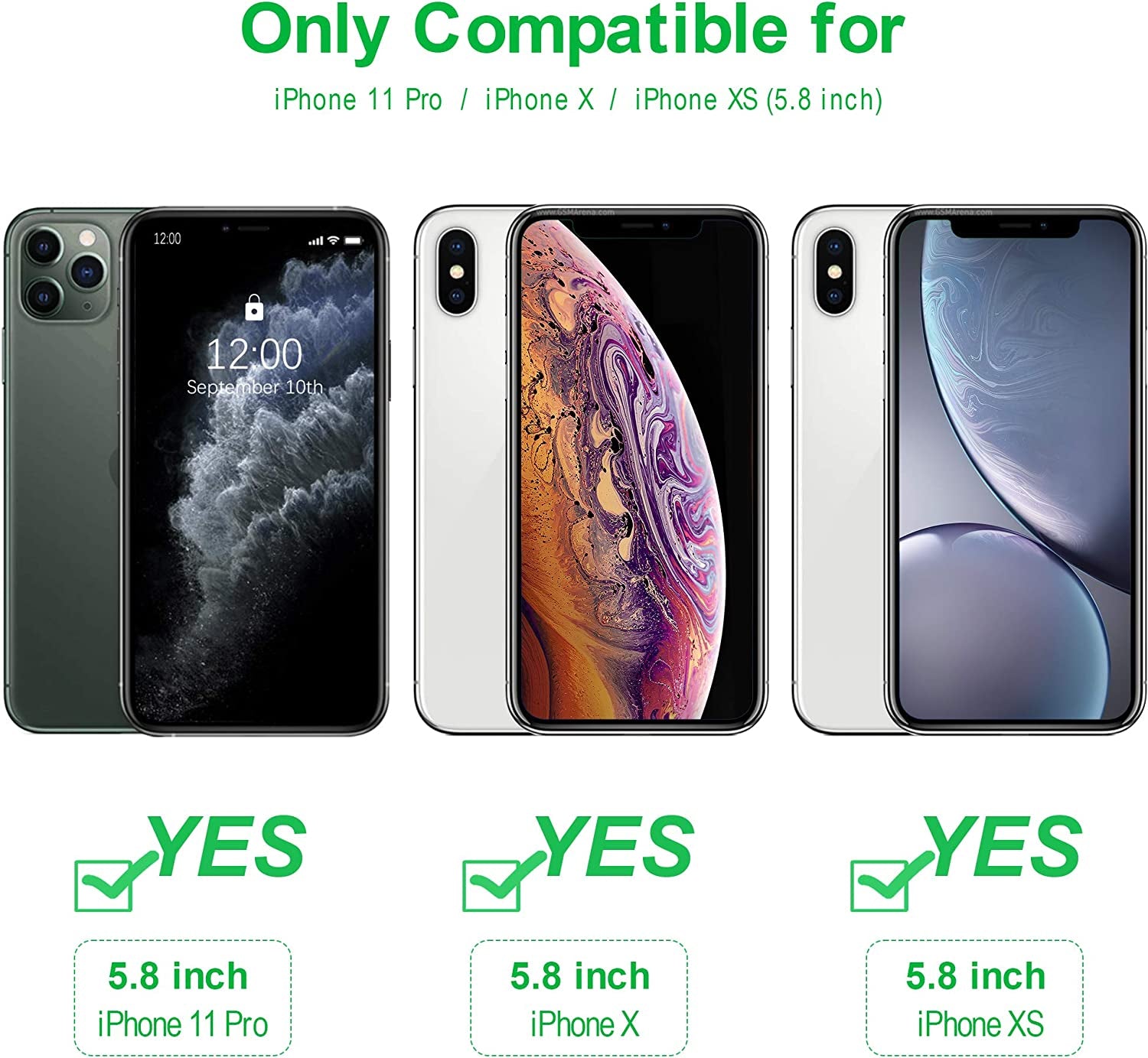 Arae Screen Protector for Iphone 11 Pro/Iphone Xs/Iphone X, HD Tempered Glass, anti Scratch Work with Most Case, 5.8 Inch, 3 Pack  eTemall   