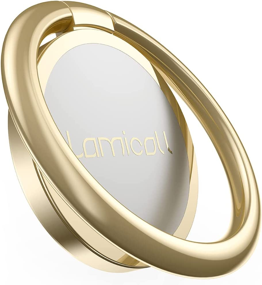 Cell Phone Ring Holder Finger Stand - Lamicall Phone Kickstand, Metal Grip Hook Work with Magnetic Car Mount, Compatible with Iphone 14 13 12 Mini 11 Pro Xs Max XR X 8 Plus, Smartphone Accessories BLK  Lamicall Gold  