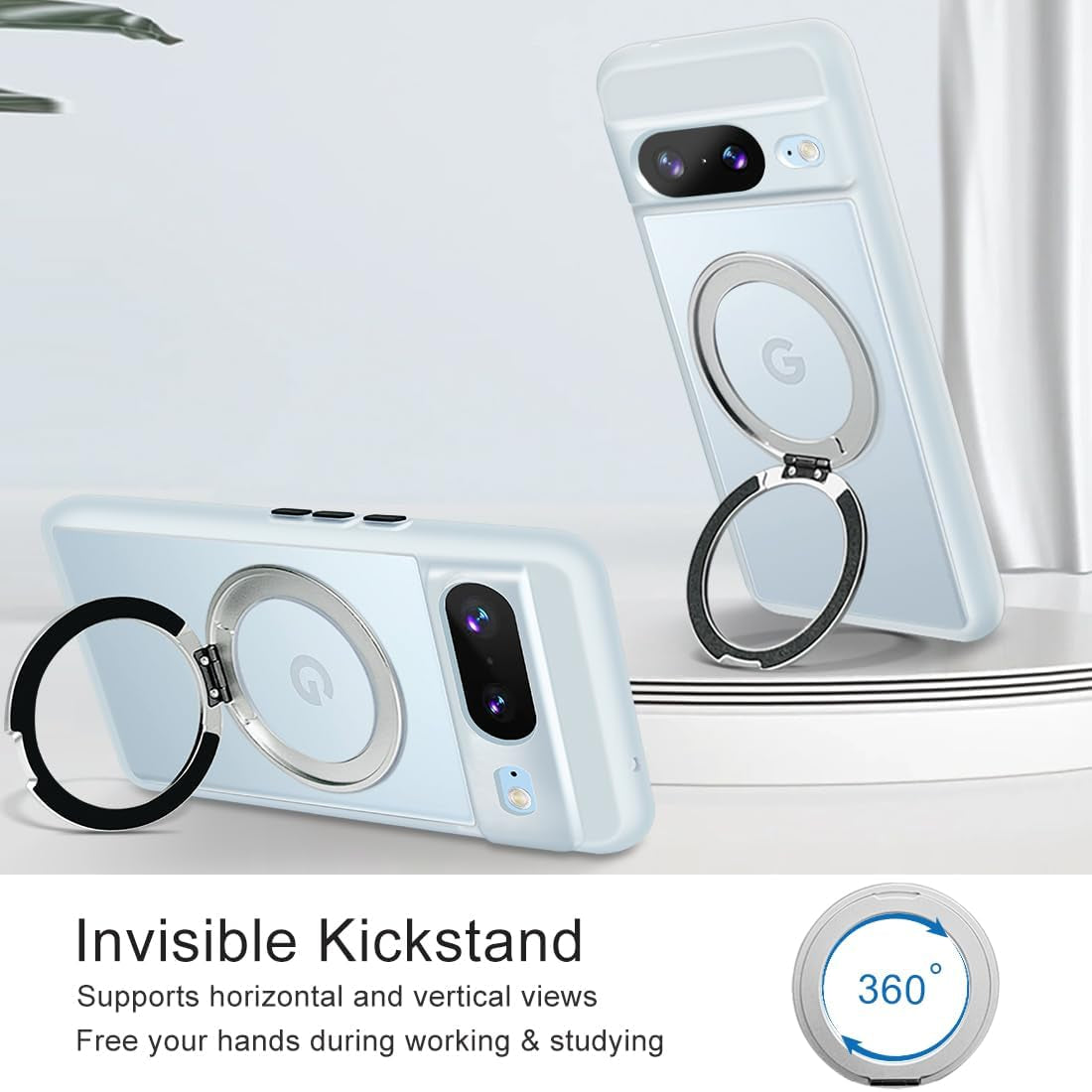 MALEWOLF for Google Pixel 8 Case Compatible with Magsafe [Built-In Invisible Kickstand] TPU Shockproof Sturdy Thin Matte Translucent Cover Protective Phone Case for Pixel 8 5G (Frosted Clear)  MALEWOLF   