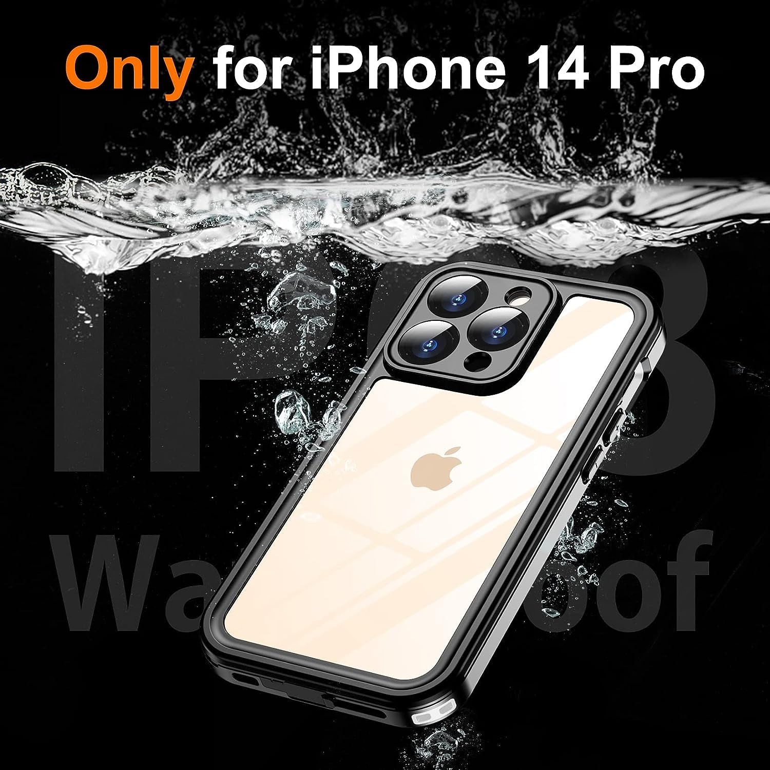 Temdan [Real 360 for Iphone 14 Pro Case Waterproof, Built-In 9H Tempered Glass Camera Lens & Screen Protection [14FT Military Dropproof][Full-Body Shockproof][Dustproof][Ip68 Underwater] Phone Case  Temdan   