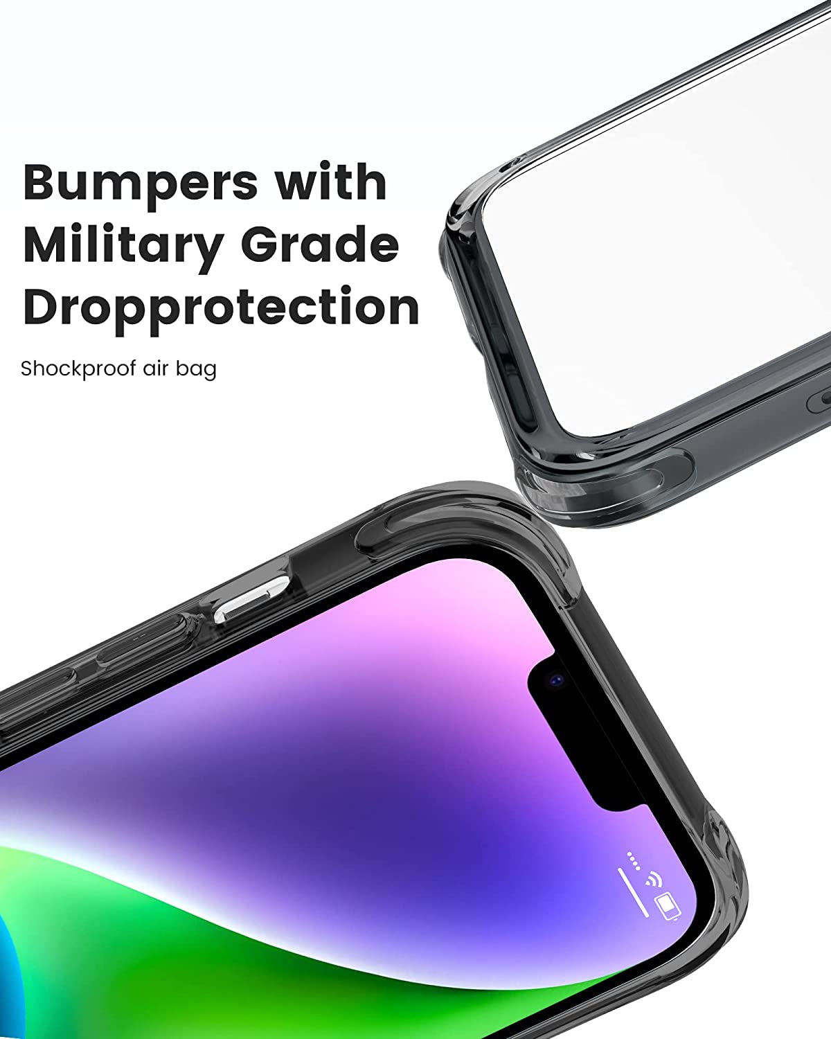 Mkeke for Iphone 14 Case Clear, for Iphone 13 Case Clear, Sturdy Phone Case with Military Grade Protective Bumpers for Iphone 14/13, Black  Shenzhen Make Technology Company Limited   