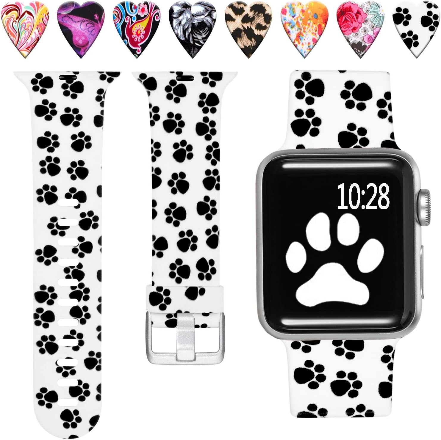 Laffav Compatible with Apple Watch Band 41Mm 40Mm 38Mm Iwatch SE & Ultra & Series 8/7/6/5/4/3/2/1 for Women Men, Sexy Leopard, S/M  Laffav Paw 38/40/41MM M/L 
