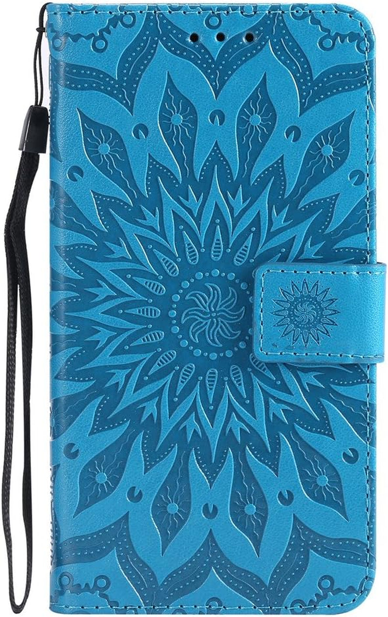 ISADENSER LG V30 Case LG V30S Case Sunflower Series as Case with Shockproof Kickstand Credit Card Holder Flip Magnetic Closure Protection Wallet Leather PU Case Cover for LG V30 plus Blue Sunflower  ISADENSER   