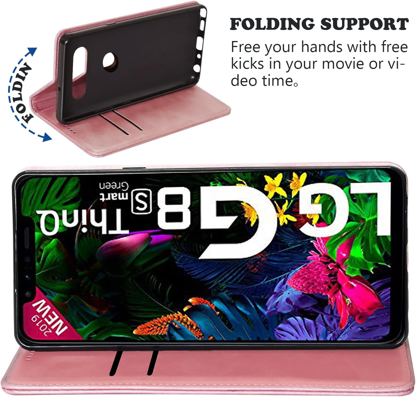 BGTXCZ LG G8 Thinq Case, LG G8 Thinq Wallet Case, [Flip Fold Leather] PU Leather Case with Kickstand Function and ID Credit Card Slot, Magnetic Closure Phone Cover for LG G8 Thinq 5G(Rose Gold)  BGTXCZ   