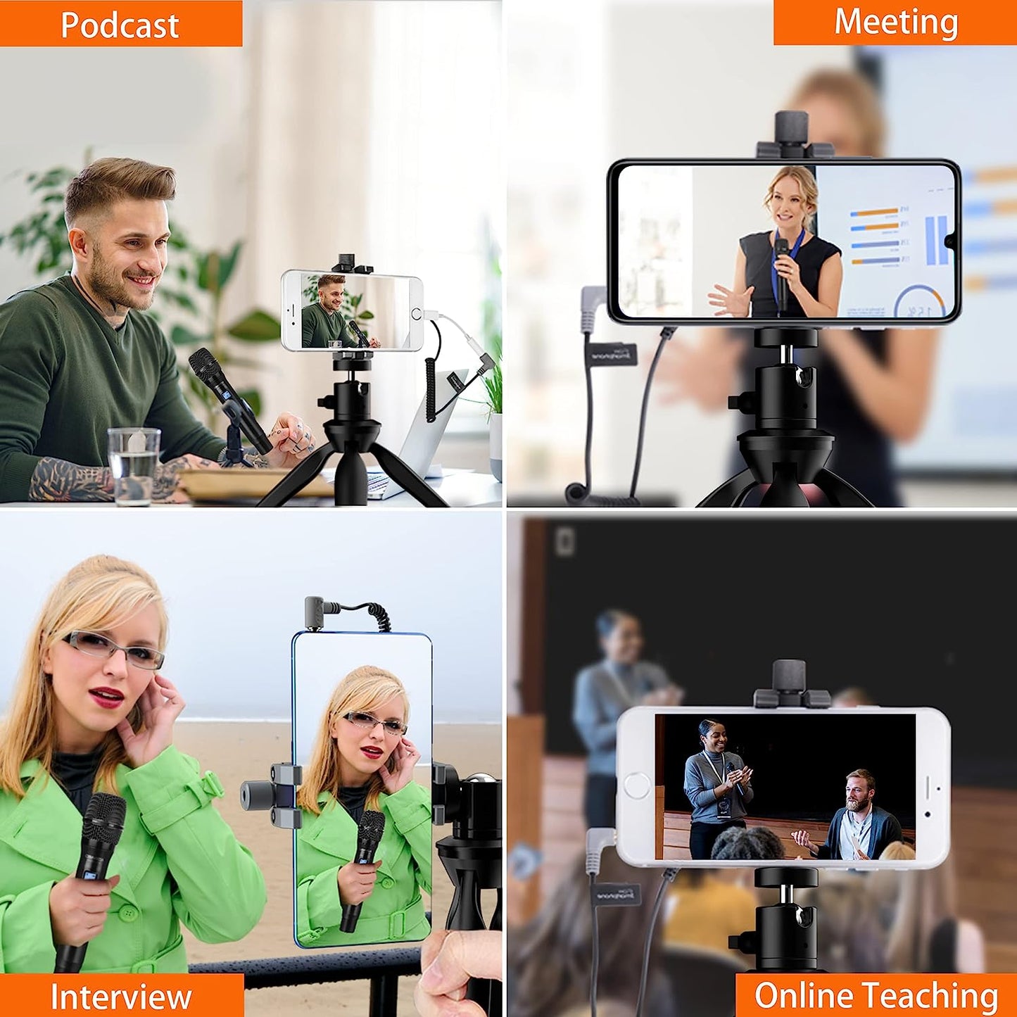 Wireless Microphone for Smartphone, Comica CVM-WS50(H) Handheld Microphone for Iphone/Android Phones Interview, Professional Recording Mic for Sing Video Vlog Youtube Tiktok Facebook Livestream  comica   