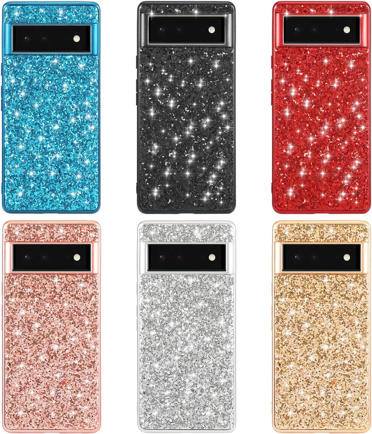 Joie & Joho Compatible with Google Pixel 6 Pro 5G 2021, Sparkling Back Cover Protective Case PC Hard Shockproof Protection Cover Case for Google Pixel 6 Pro, Black  Joie & Joho   