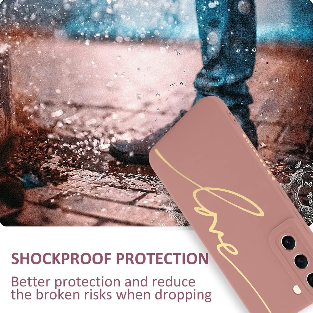 MOWIME for Samsung Galaxy S22 plus Case, Back Cute Plating Love Letter Graphic with Anti-Fall Lens Cameras Cover Protection Soft TPU Shockproof Anti-Fingerprint Phone Cases for Women Girls Men-Pink  MOWIME   