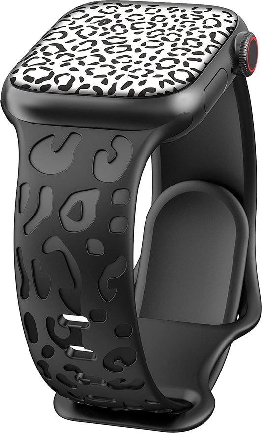 Kingofkings Leopard Engraved Band Compatible with Apple Watch Band 38Mm 41Mm 40Mm 44Mm 45Mm 49Mm 42Mm Women Men, Comfortable Cheetah Silicone Sport Bands for Iwatch Series 8 7 6 5 4 3 2 1 SE Ultra  KingofKings   