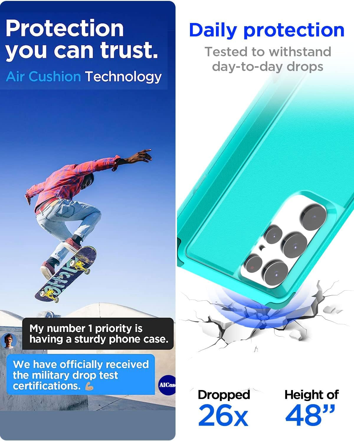 Aicase for Galaxy S22 Ultra Case,Heavy Duty 3-Layer Rugged Pocket-Friendly Phone Case,Durable Military Grade Protection Shockproof/Drop Proof/Dust-Proof Protective Cover for Samsung S22 Ultra 6.8“  AICase   