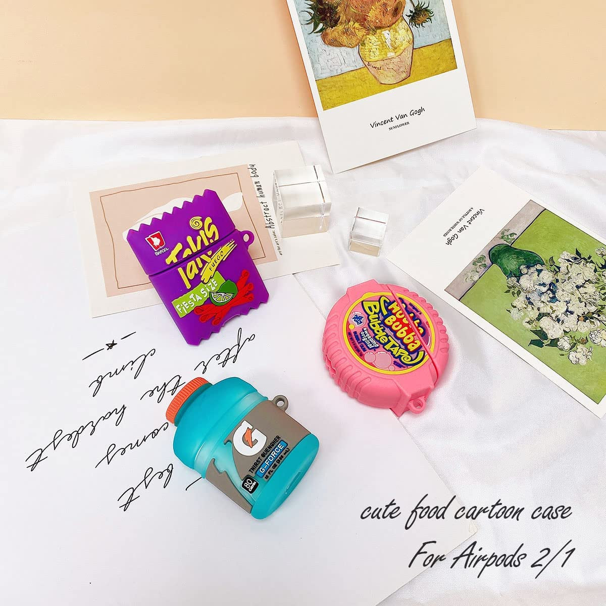 [3Pack]Cute Airpod Case for Airpod 2/1, 3D Cartoon Kawaii Bubble Gum&Sport Water&Purple Potato Airpods Cover Food Design Girl Boys Fashion Fun Protective Skin Accessories Silicone Case for Airpods 1&2  YIPINJIA   