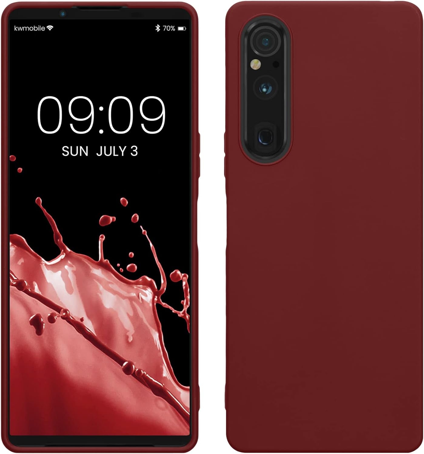 Kwmobile Case Compatible with Sony Xperia 1 V Case - Soft Slim Protective TPU Silicone Cover - Dark Slate  KW-Commerce Bordeaux Violet  
