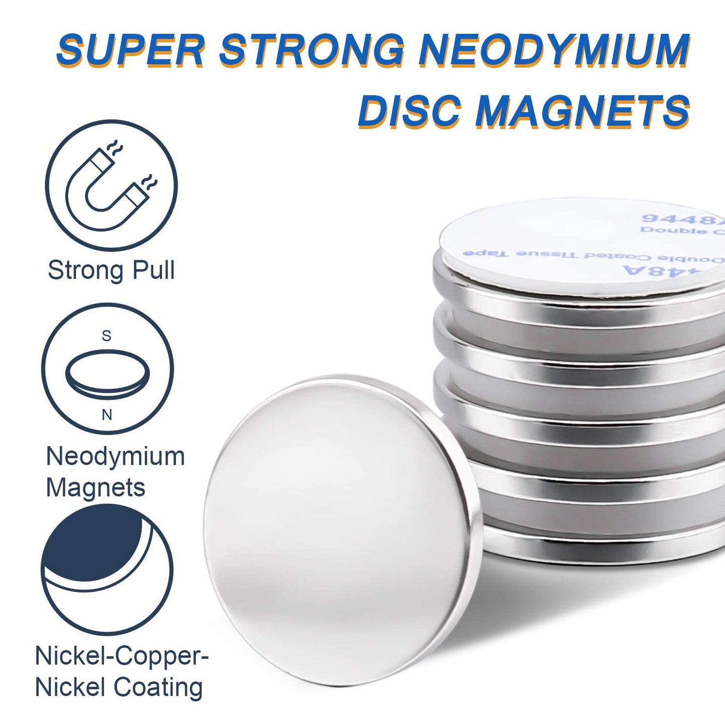 LOVIMAG Super Strong Neodymium Disc Magnets, Powerful Rare Earth Magnets with Double-Sided Adhesive for Fridge, DIY, Building, Scientific, Craft, and Office Magnets - 1.26 Inch X 1/8 Inch, Pack of 12  DIYMAG   