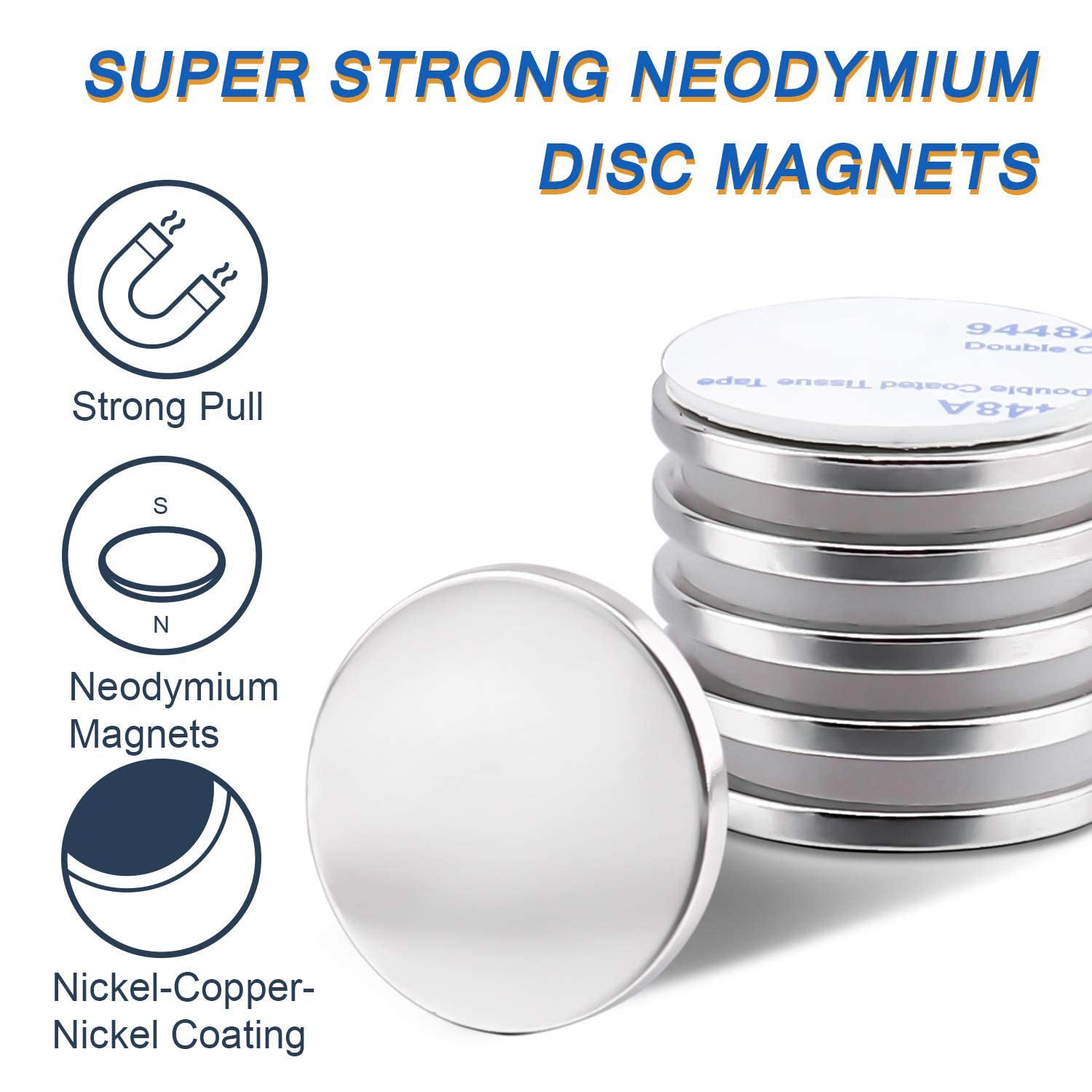 LOVIMAG Super Strong Neodymium Disc Magnets, Powerful Rare Earth Magnets with Double-Sided Adhesive for Fridge, DIY, Building, Scientific, Craft, and Office Magnets - 1.26 Inch X 1/8 Inch, Pack of 12  DIYMAG   