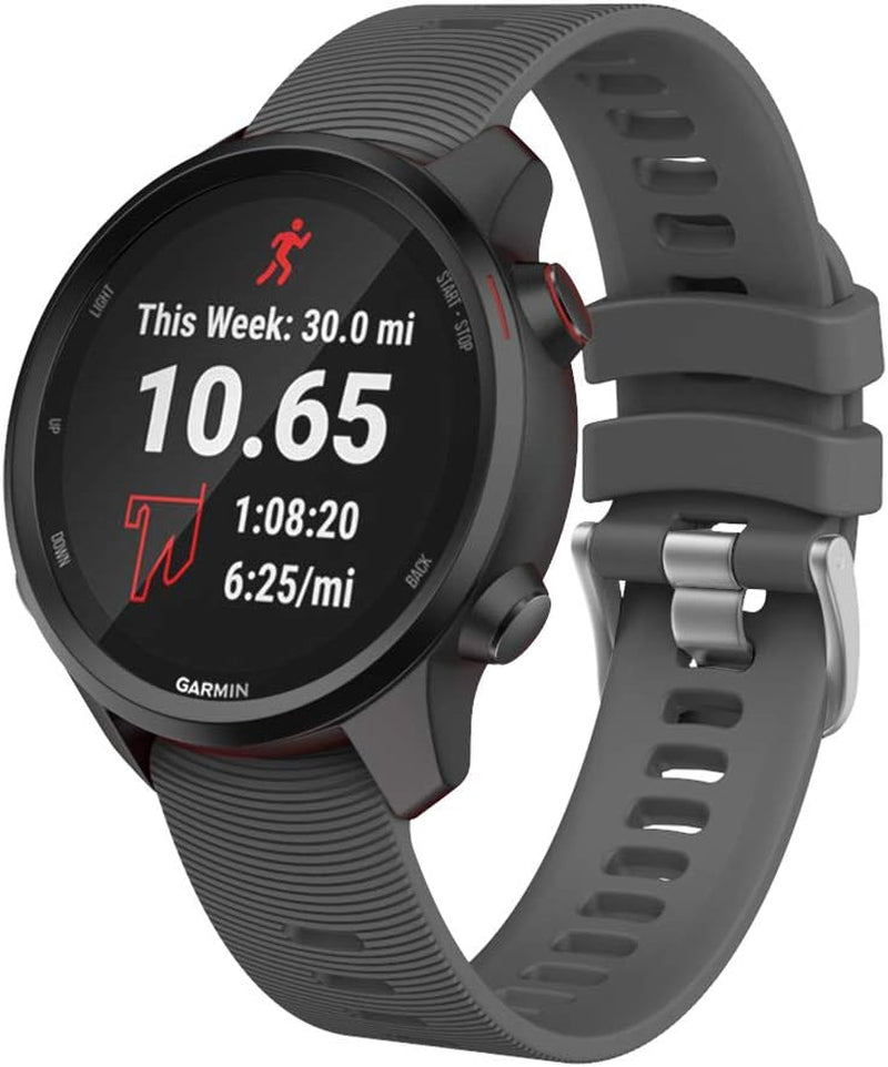 ISABAKE Watch Band for Garmin Forerunner 245 / 245 Music/ Forerunner 645 / 645 Music,Compatible with Garmin Vivoactive 3 /Venu Sq/Vivomove Hr，20Mm Soft Silicone Replacement Wristbands (Purple)  ISABAKE Gray  