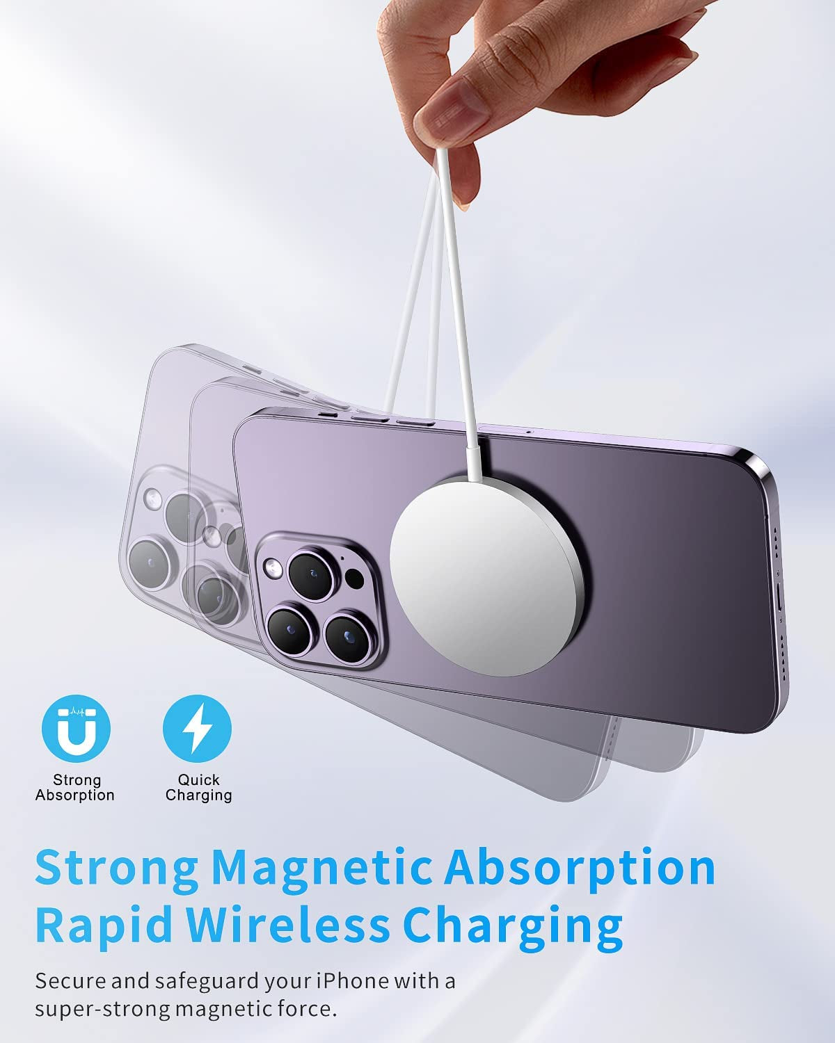 Magnetic Wireless Charger, Mag-Safe Charger Stand with 20W USB C PD Adapter, Mag-Safe Charging Station Compatible with Iphone 14/13/12 Series, Fast Wireless Charging Pad with Phone Stand  W105   