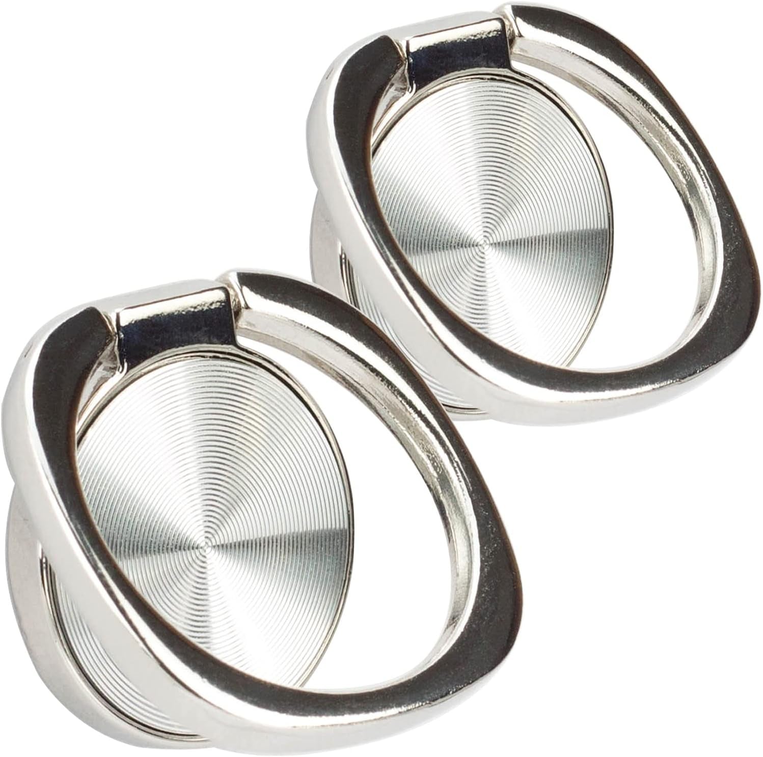 [2 Pack] Rounded CD Texture Cell Phone Ring Holder Stand, 360 Degree Rotation Finger Ring Kickstand with Polished Metal Phone Grip, Smartphone Accessories (Black)  Wansurs Silver  