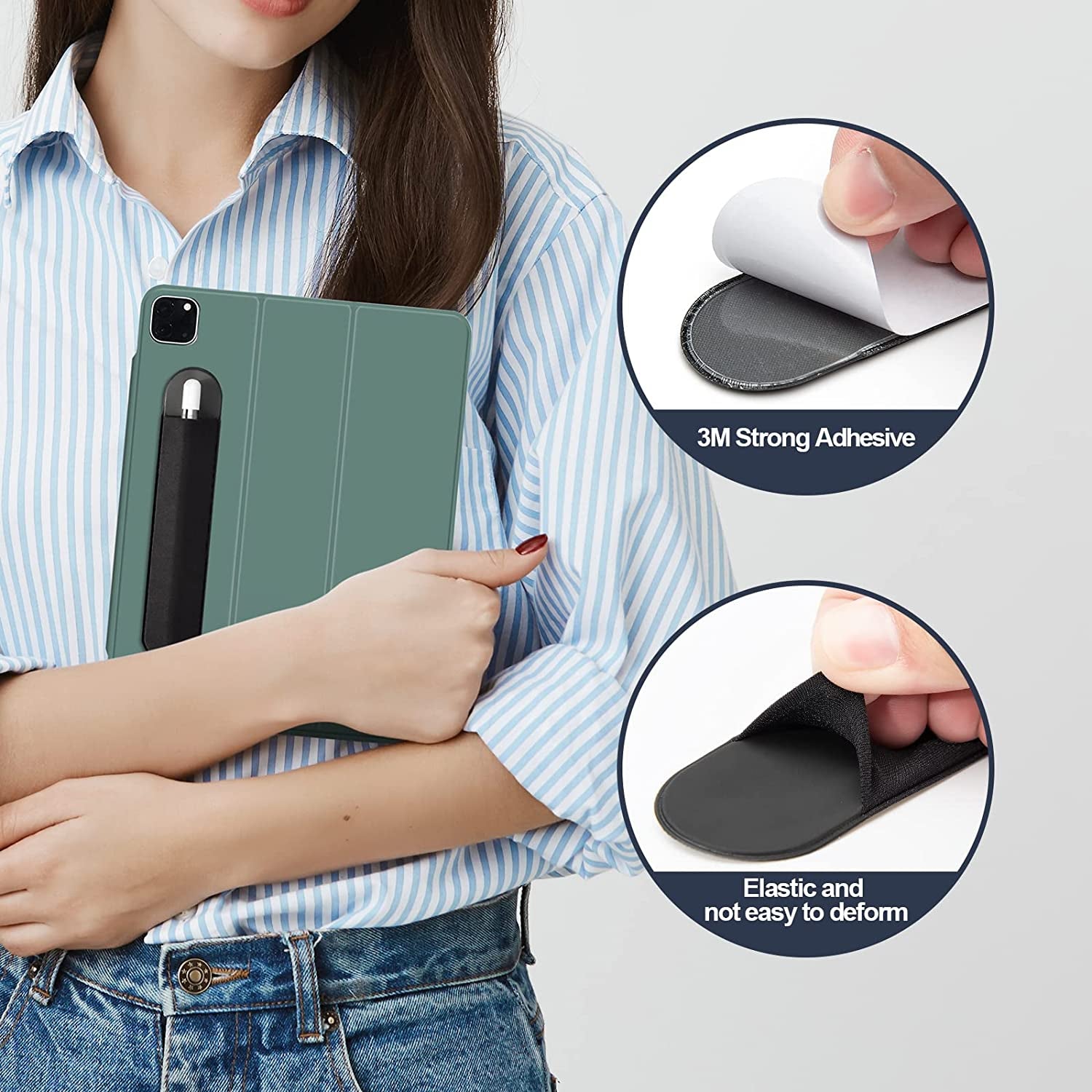 XLDLQU Apple Pencil Holder, 5 Pack Durable Elastic Apple Pencil (1St and 2Nd Gen) Case Pocket, Adhesive Sleeve Pouch for Ipad 8.3/9.7/10.2/10.5/11/12.9 Inch (Black Black)  XLDLQU   