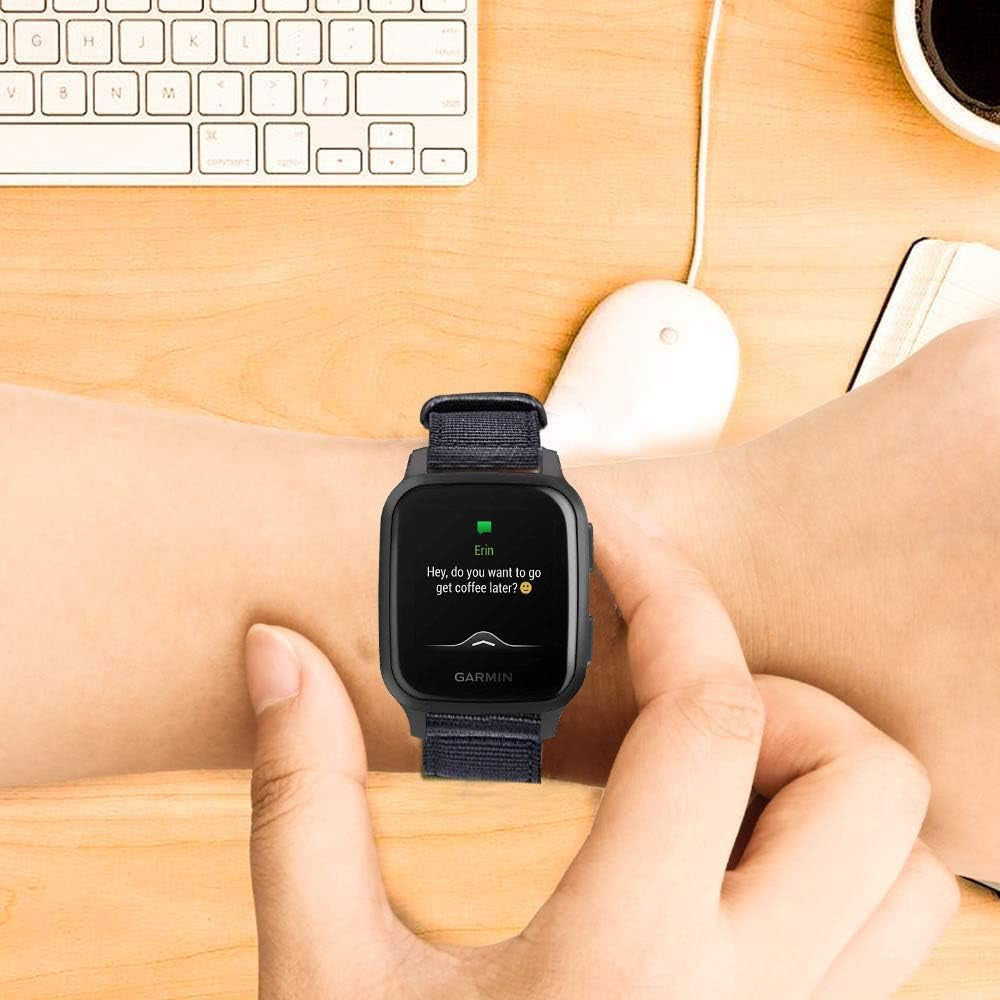 Vicrior Bands Compatible with Garmin Venu SQ Music, Premium Soft Nylon Quick Release Replacement Strap Watch Band for Garmin Venu Sq/Sq Music, Black  ViCRiOR   