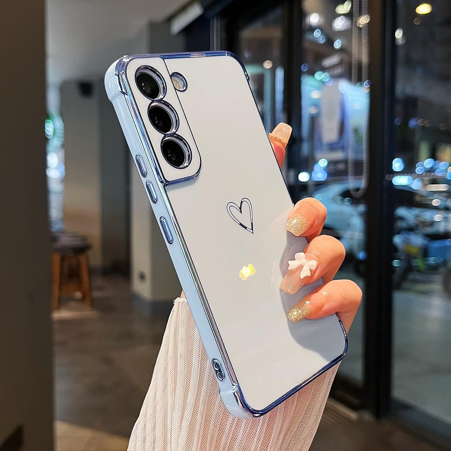 ZTOFERA Samsung Galaxy S22 plus 5G Case,Cute Plating Edge Love Hearts Pattern with Camera Lens Protection Phone Cover for Galaxy S22 plus 5G 6.6",Purple  ZTOFERA Blue  