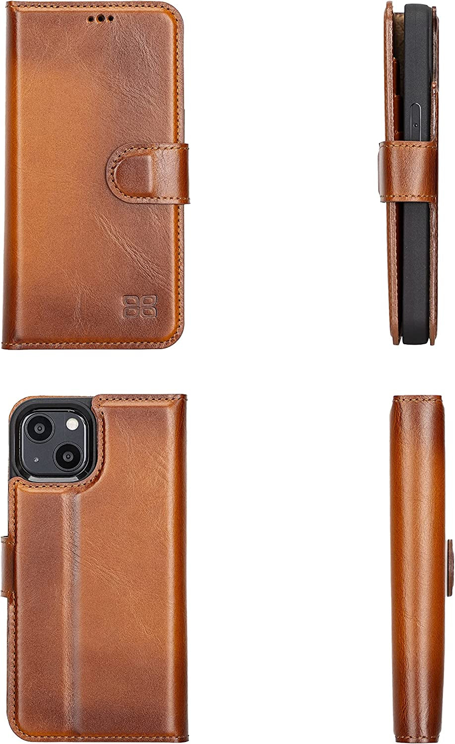 BOULETTA Leather Wallet Case for Iphone 13 Mini (5.4'') - Magsafe Flip Folio Cases Magnetic Detachable RFID Phone Cover with 3 Card Slots  Bouletta   