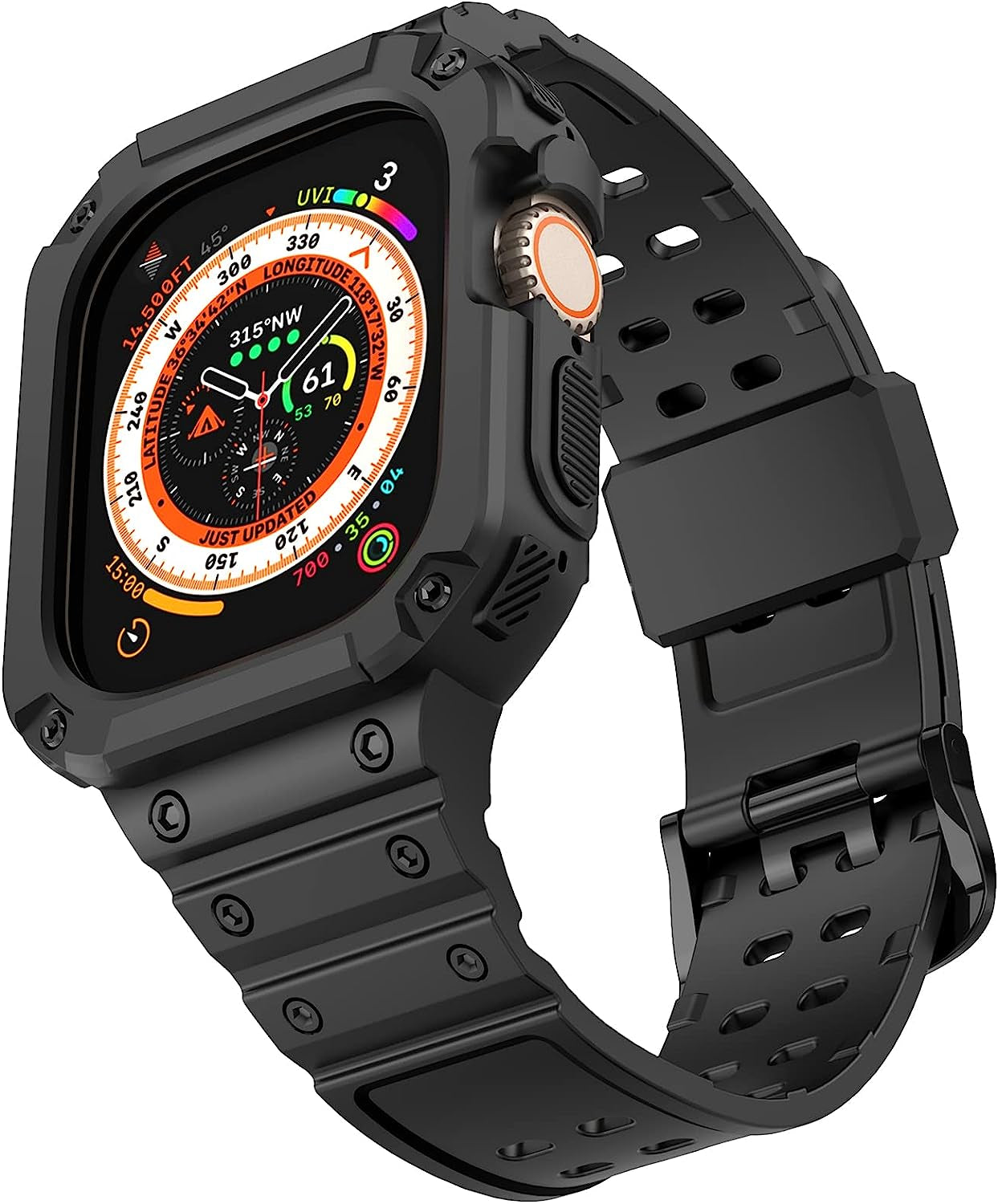 AIRYZGOOD Compatible for Apple Watch Band Ultra 49Mm with Bumper Case,Crystal Clear Soft Sport Wristband Shockproof Protector Case for Iwatch Ultra 49Mm  AIRYZGOOD Black 49mm 