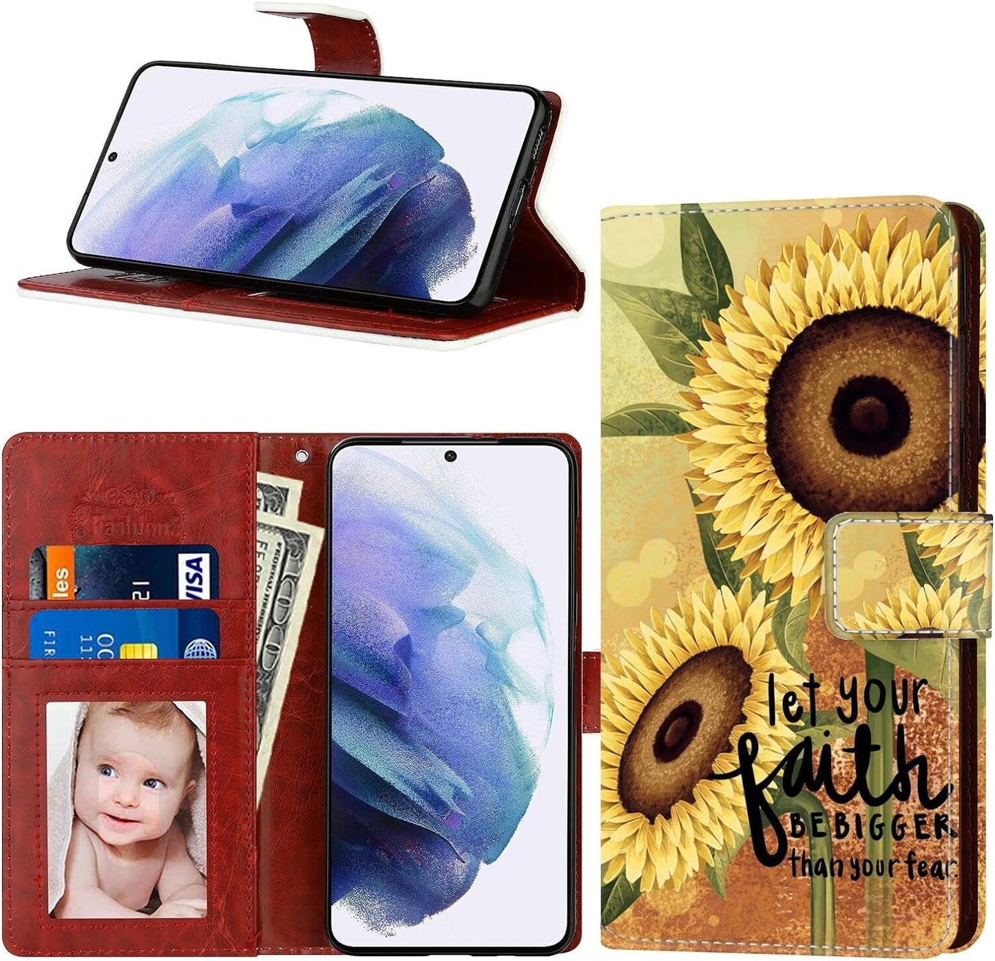 For LG G8 Thinq, Wallet Case Dragonfly Butterfly Phone Case Fit LG G8 Thinq 6.1 Inch Soft PU Leather Shockproof Flip Cover Card Slot with Wristbands for Women  Daobubu Sunflower Lg G8 Thinq 