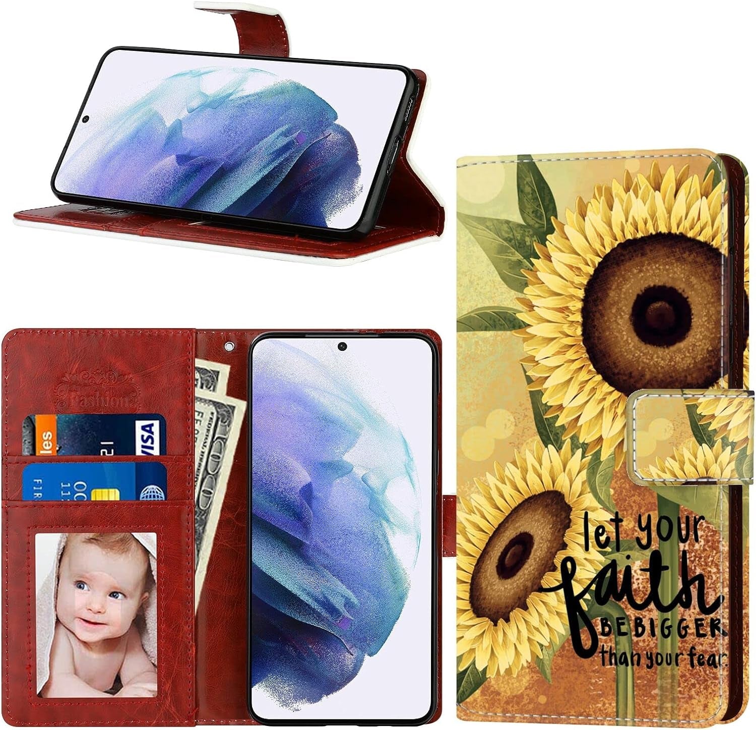 For LG G8 Thinq, Wallet Case Dragonfly Butterfly Phone Case Fit LG G8 Thinq 6.1 Inch Soft PU Leather Shockproof Flip Cover Card Slot with Wristbands for Women  Daobubu Sunflower Lg G8 Thinq 