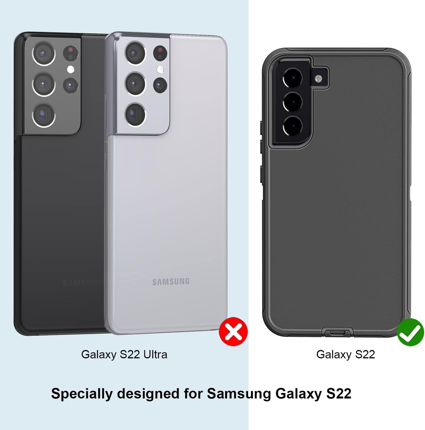 ONOLA Compatible with Galaxy S22 Case 5G,Samsung S22 Case 5G Samsung Galaxy S22 Case 5G Drop Protection Full Body Rugged 3 in 1 Cover Samsung Galaxy S22 Phone Case (6.1") (S22 5G, Black)  ONOLA   