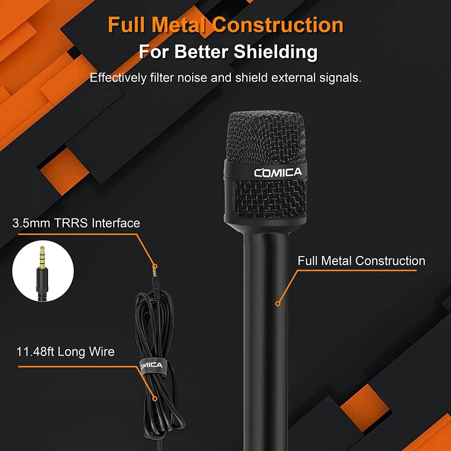 Comica Handheld Microphone for Smartphones, CVM-HRM-S Cardioid Condenser Interview Microphone for Iphone/Ipad Android Phones DSLR, Recording Mic for Interview, Report, Presentation, Livestream,Church  comica   