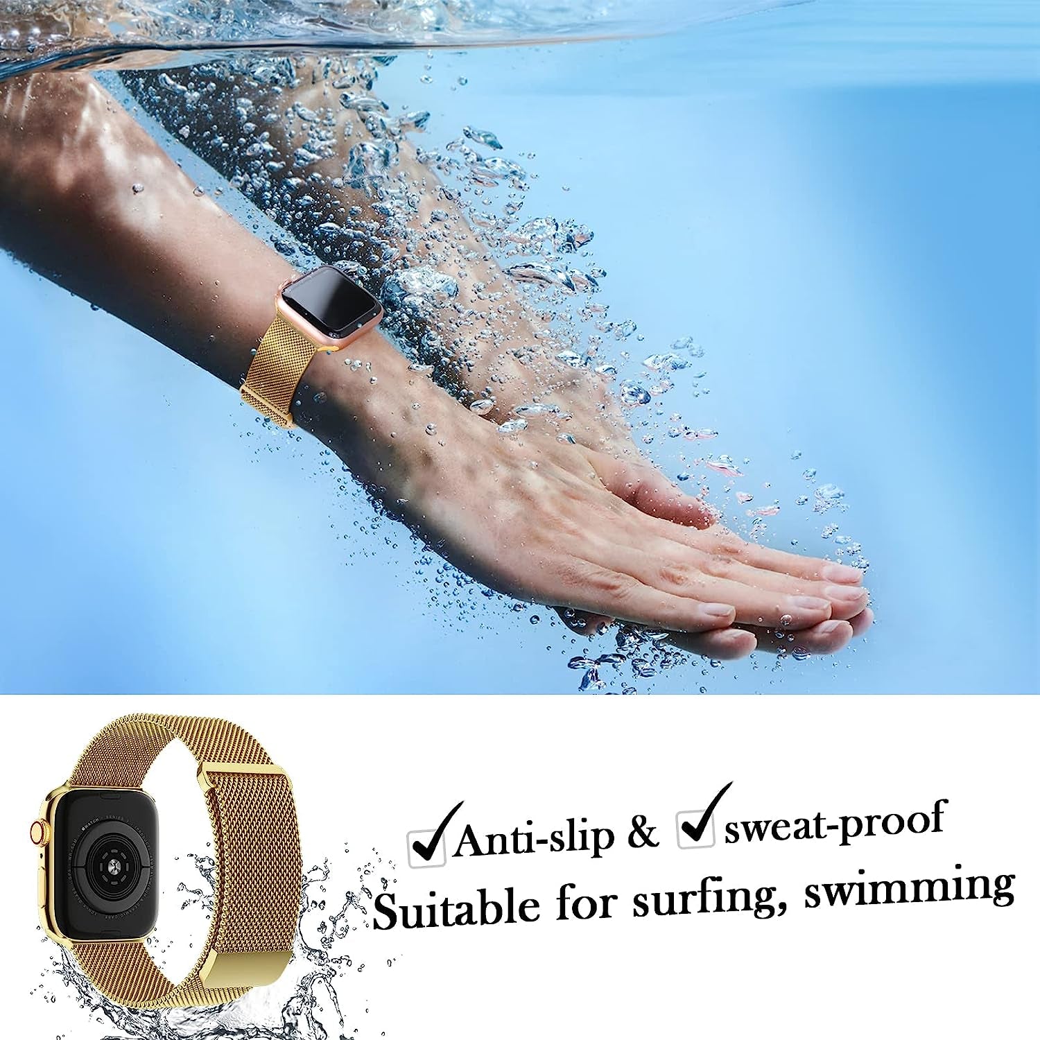 OYODSS Metal Bands Compatible with Apple Watch Band 49Mm 40Mm 38Mm 41Mm 42Mm 44Mm 45Mm Women Men, Magnetic Stainless Steel Loop Mesh Strap for Iwatch SE Ultra Series 8 7 6 5 4 3 2 1 Gold  OYODSS   