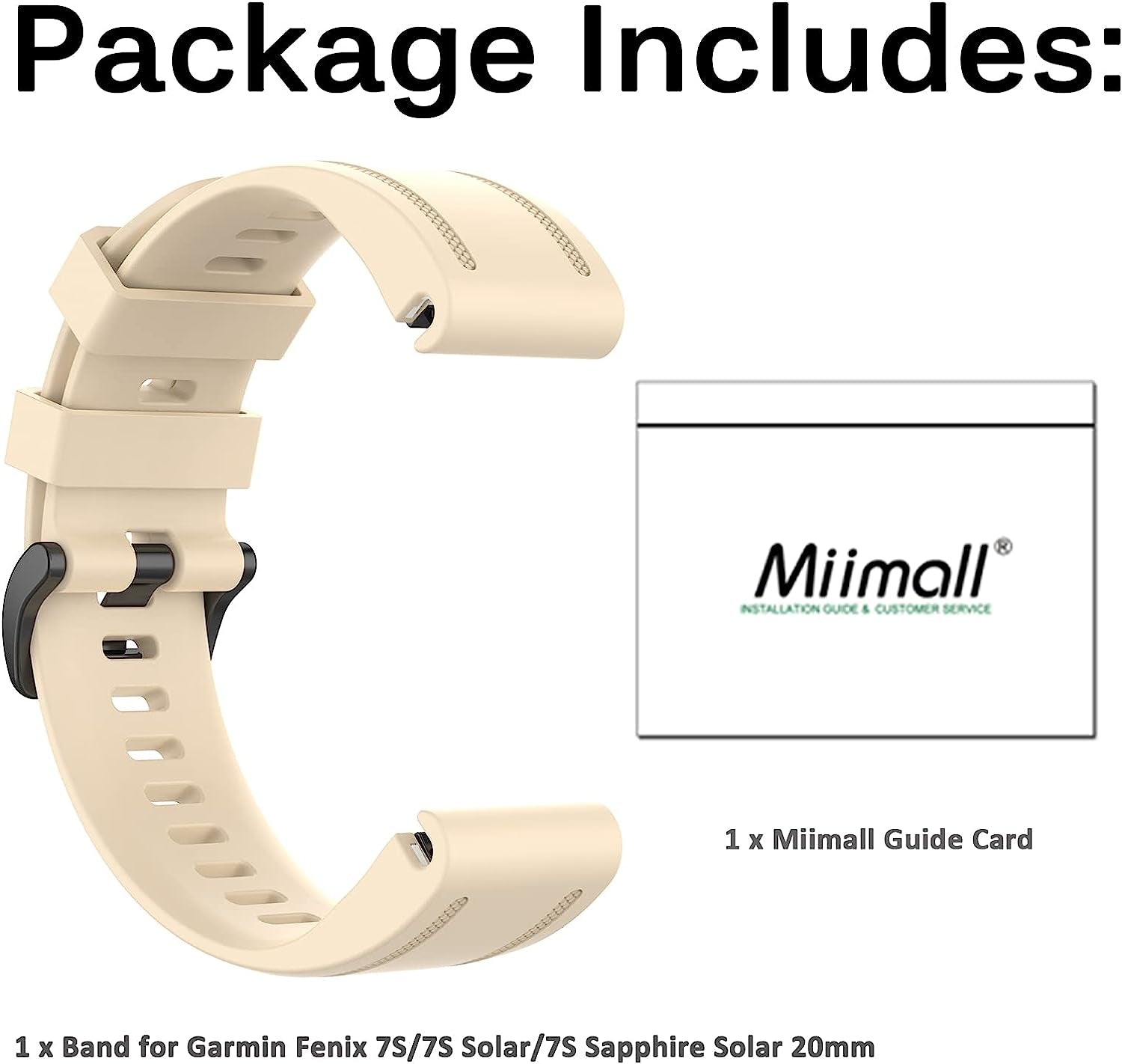 Miimall Compatible for Garmin Fenix 7S 20Mm Watch Band, Soft Silicone Strap Flexible Sport Women Man Easy-Fit Waterproof Replacement Band for Garmin Fenix 7S/7S Solar/7S Sapphire Solar/6S/5S(Cream)  Miimall   