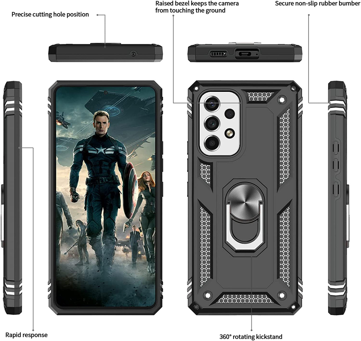 Leyi for Galaxy A53 5G Case with [2 Pack] Screen Protectors, A53 5G Case [Military-Grade] Shockproof Protective Case, Samsung Galaxy A53 Ring Kickstand Phone Cover Case for Samsung A53 5G, Black  LeYi   