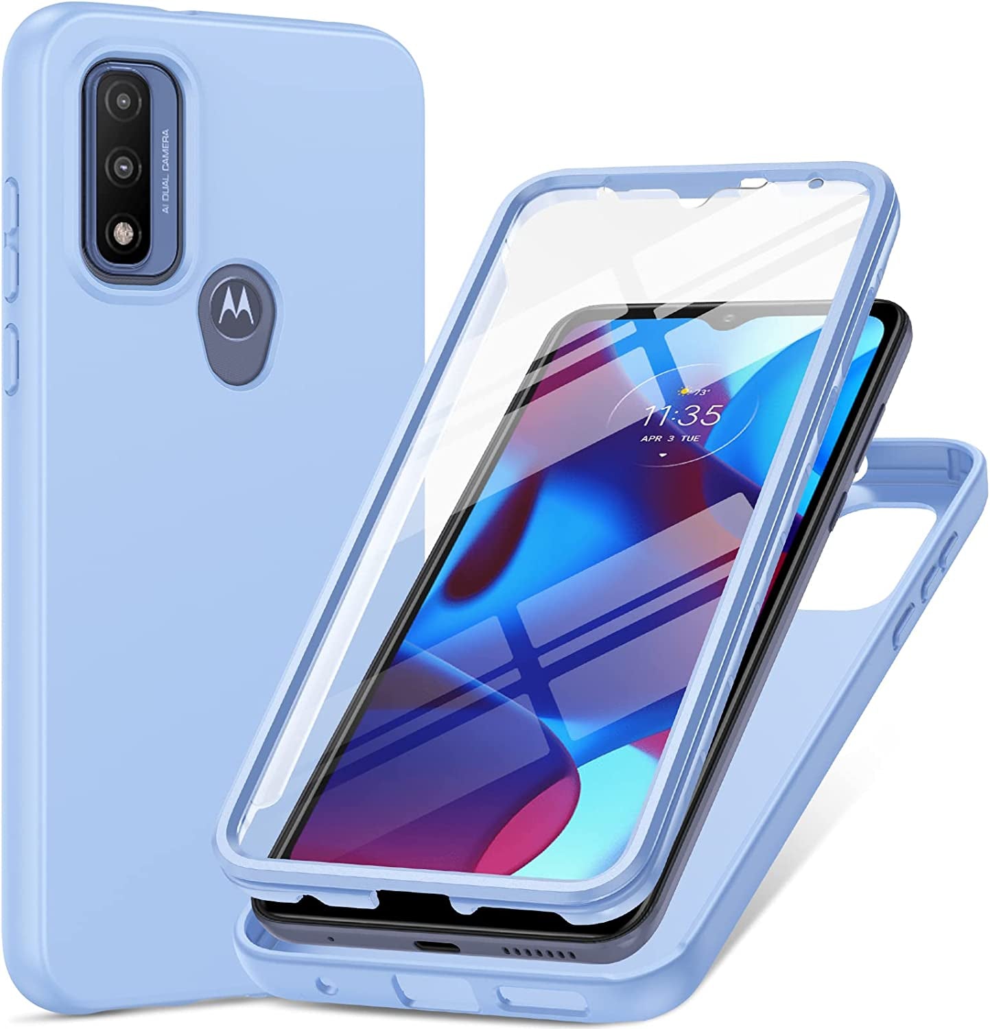 PUJUE for Motorola Moto-G Pure Phone Case: G Play 2023 | G Power 2022 Silicone Matte Case 360 Full Protection - Rugged Bumper Durable Shockproof Drop Protective TPU Cell Phone Cover Woman Men (Black)  PUJUE Light Blue  