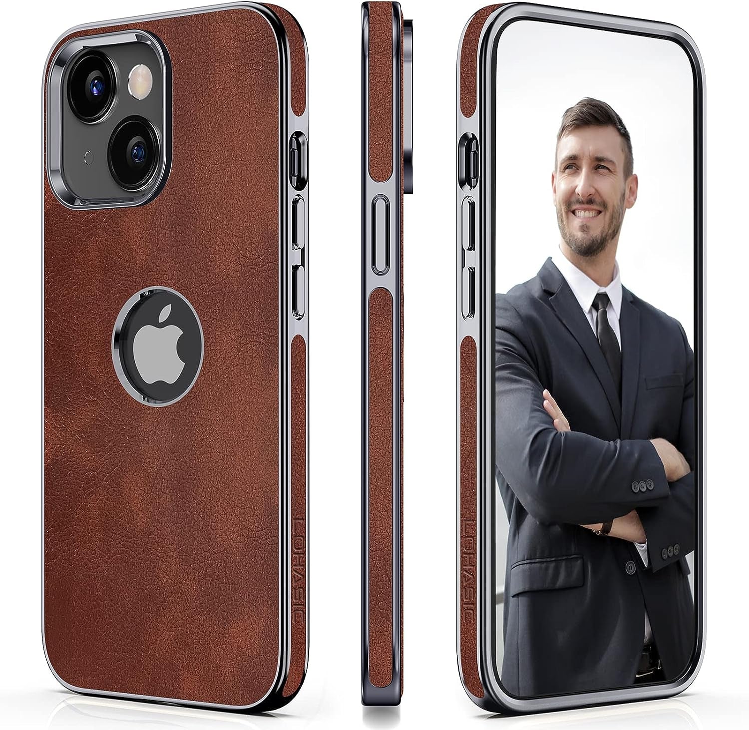 LOHASIC for Iphone 14 plus Cases Women, Crocodile Leather Luxury Phone Cover with Logo Cutout, Thin High-End Designer Snake Skin Non-Slip Girly Cases for Iphone 14 Plus(2022) 6.7" 5G - Light Green  LOHASIC Brown/14Plus  