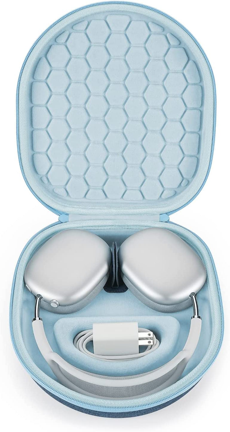 Smart Case for Apple Airpods Max Supports Sleep Mode, Hard Organizer Portable Carry Travel Cover Storage Bag (Black)  Yinke blue  