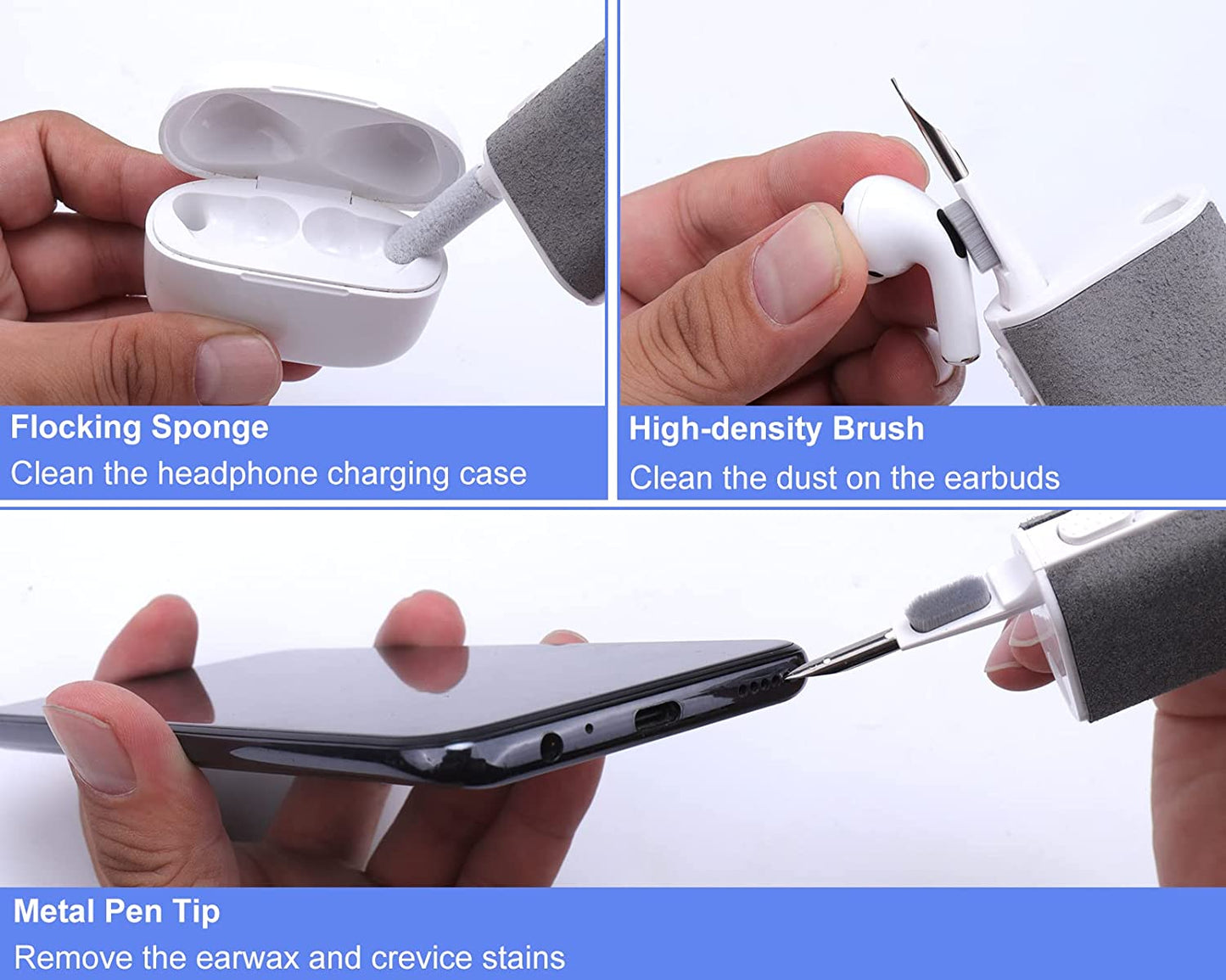 XANGNIER Cleaner Kit for Airpods Pro 1 2 3,5 in 1 Multi-Function Earbuds Cleaning Tool, Electronic Cleaner Kit for Iphone Charging Port,Phone Speaker,Earpods,Headphone,Earphone,Laptpo,Scree,Ipod Case  XANGNIER   